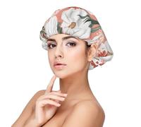Pumpkin Thanksgiving Pink Dahlia Flower Autumn,Adult's Satin Sleeping Cap - Women's Elastic Sleep Bonnet, Adjustable Overnight Hair Cover