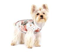 Pumpkin Thanksgiving Pink Dahlia Flower Autumn,Cotton Sleeveless Pet T-Shirt Soft Stretchy Puppy Breathable Vest,M