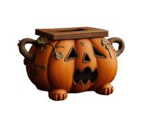 Pumpkin Tissue Box Holder, Decorative Paper Dispenser - Halloween Design Sturdy Build Bright Finish | Pumpkin Shaped Accent for Desk Kitchen Nightstand Bedroom Living Room, 7.48x6.54x5.51inches