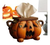 Pumpkin Tissue Box, Napkin Organizer, 7.48x6.54in Halloween Home Decor, Authentic Compact Design, Decorative Pumpkin Dispenser for Desk, Kitchen, Nightstand, Bedroom, Living Room