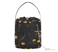 Pumpkin Tree Halloween Art Crochet Yarn Bag Crochet Knitting Bag Portable Travel Bag for Knitting Kit Crochet Project