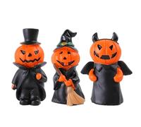 Pumpkin Tricksters Figurines, Halloween Handmade Pumpkin Witch Strange Shape Cartoon Sculpture, Creepy Funny Resin Carnival Gifts, Cute Little Resin Strange Shape Desk (A) Ndj419 (Black, 6.5x3cm)