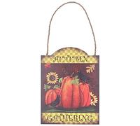 Pumpkin Turkey Pattern Wooden Hanging Board Sign with LED Light, Thanksgiving Decoration for Indoor Outdoor Use, Plywood Welcome Plaque with Rope Hanger