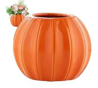 Pumpkin Vase 4.5 Inch Tall Ceramic Pumpkin Planter Unique Mini Plant Pot Dried Flower Arrangement Vase Decor for Fall Harvest Thanksgiving Halloween Orange Pumpkin Vase