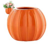 Pumpkin Vases For Flowers, Pumpkin Vase 4.5 Inch Tall Ceramic Planter Unique Mini Plant Pot Dried Flower Arrangement Vase Decor for Fall Harvest Thanksgiving Halloween Orange