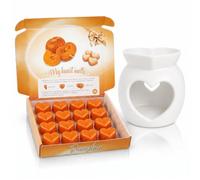 Pumpkin Wax Melts Gift Set with Free Ceramic Burner Included, 16 Heart Melts, Spiced Pumpkin Cinnamon Vanilla Fragrance, Eco-Friendly Wax, Autumn Home Fragrance Kit by Spotless Leopard