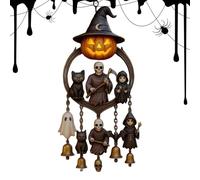 Pumpkin Wind Chime - Evil Whispering Halloween Windchime | Carved Jack-O-Lantern Spooky Ghost Bell Chimes | Spooky Cat Wind Chimes for Lawn Gardens Porches Indoor Bedroom