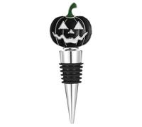 Pumpkin Wine Cork, Halloween Wine Stopper, Beverage Sealer, Strong Zinc Alloy Build, Leakproof Decorative Top, Holiday Party Dining Table Use, 4.17x1.57 Inches, Yellow Black, 1 Piece
