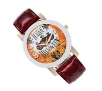 Pumpkin Witch Castle Quartz Watch, Halloween Fashion Belt for Girls | Dark Red Metal Design, Precise Movement, Accurate Timekeeping, Elegant Accessory for Everyday Style or School Party