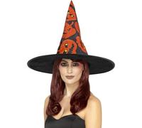 Smiffys Pumpkin Witch Hat, Halloween Fancy Dress Accessory, Pumpkin Dress Up Hats