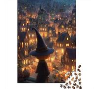 Pumpkin Witch Puzzle 1000 Pieces A City with Dim Lights Wooden Puzzles For Adults And Kids Jigsaw Puzzles Educational Game Gifts 1000pcs (75x50cm)