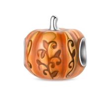 Pumpkin with Design Charm 925 Silver Charm Compatible with Pandora Charms, Trollbeads, Chamilia, Biagi and Many Other UK Charm Bracelets.