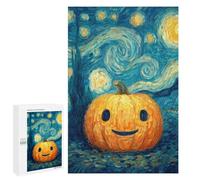 Pumpkin with Starry Night Background-1 Puzzle 1000 Teile Schwer Puzzle Spielzeug Lernspiel Impossible Herausforderungsspielzeug Für Erwachsene Kinder 1000 PCS