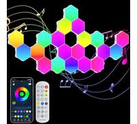 PUMPKINS 20Pcs Hexagon LED Lights, RGB Hex Light Panels, Smart Wall Gaming Panels Sync to Music for Room Bar Bedroom Home Decor Room,Gaming Setup, with App & Remote Control