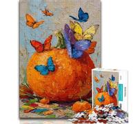 Pumpkins And Blue Butterflies 1000 Piece Jigsaw Puzzle for Adults Teens,Learning Educational Toys Family Games Birthday Present,Gifts 50x75cm