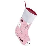 Pumpkins and Ghosts Christmas Stockings Personalized Xmas Tree Ornament Stocking Plush Cuff Stockings for Family Holiday Xmas Party Decoration Socks