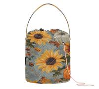 Pumpkins Autumn Pattern with Sunflowers Crochet Tote Bag Craft Organizers Storage with Holes Yarn Tote for Knitting Kit Knitting Storage