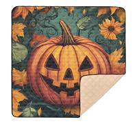 Pumpkins Autumn Sunflower Halloween Large Non-Slip Baby Play Mat for Floor Cozy Breathable Playroom Activity Mat for Babies Infants Toddlers, 50'' x 50''