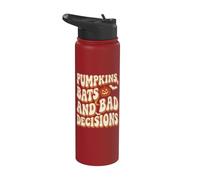 Pumpkins, Bats and Bad Decisions Stainless Steel Insulated Water Bottle