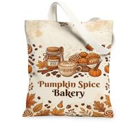 Pumpkins Canvas Tote Bag, Cozy Rustic Bakery Biscuit Fall Brown Everyday Tote Bags 13x15 Inch, Brown, 13x15 Inch