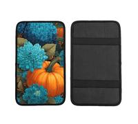 Pumpkins Chrysanthemums Car Armrest Cushion Autumn Harvest Waterproof Auto Center Console Pad Car Armrest Seat Box Cover Protector Universal Fit for Most Vehicle SUV