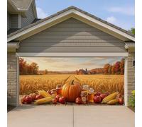 Pumpkins Garage Door Cover, Autumn Rustic Apples Honey Jars Fall Orange Garage Door Backdrop Home Decor for Garden Yard Outside Indoor Party Backdrop 157x71 Inch