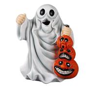 Pumpkins Ghost Resin Statue - Spooky Halloween Resin Pumpkins Statue - Home Decorations for Apartment Fall Party Classroom Bedroom Study Haunted House