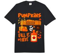 Pumpkins Hayrides Apple Cider Fall is Here Falling Leaves Comfort Colors Adult Heavyweight T-Shirt