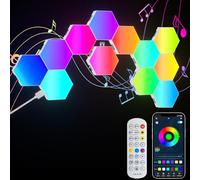 PUMPKINS Hexagon LED Lights, 12 Pack RGB Hex Light Panels, Smart Wall Gaming Panels Sync to Music for Room Bar Bedroom Home Decor Room, With App & Remote Control
