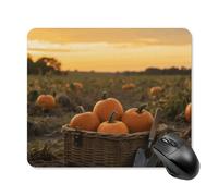 Pumpkins in Field Mouse Pad Square Laptop Mouse Mat Cute Computer Mousepad Keyboard Pad Non-Slip Desk Pads for Gaming Office Work Home 25 * 30cm