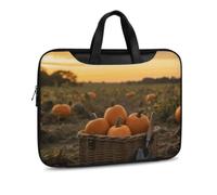 Pumpkins in Field PU Leather Laptop Tote Bag