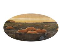 Pumpkins in Field Round Area Rug Non Slip Backing Doormat Water Absorbent Plush Throw Low-Pile Non-Slip Floor Mat Carpet for Living Room Bedroom Entryway Nursery Room 90 * 90cm