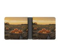 Pumpkins in Field Wallet for Men Bifold Rfid Blocking Slim Money Clip Front Pocket Wallet Card Holder