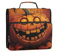 Pumpkins Jolly Face 3 Rings Binder with Zipper with Handle Multi-Pocket Document Binder Organizer for Middle School