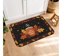 Pumpkins Kitchen Mats for Floor, Rustic Cozy Squirrel Flower Fall Black Comfort Washable Thick Floor Mat for Sink Area Laundry Room Bathroom Hallway 16x24 Inch