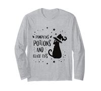Pumpkins Potions and Black Cats Halloween Party October Long Sleeve T-Shirt