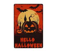 Pumpkins Ready To Trick And Treat Halloween Party, Hello Halloween Wall Metal Sign Vintage Tin Sign Funny Plaque Tin For House Bar Pub Restaurant