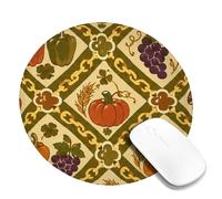 Pumpkins Small Mouse Pad, Harvest Rustic Bells Pepper Grape Fall Orange Round Rubber Washable Portable Mini Desk Mousepad Decor for Home Office Work Gaming Desk Round 8x8 Inch