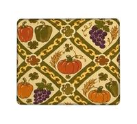 Pumpkins Small Mouse Pad, Harvest Rustic Bells Pepper Grape Fall Orange Square Rubber Non Slip Mini Travel Desk Mousepad Decor for Home Office Work Gaming Desk Square 8x10 Inch