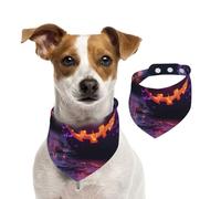 Pumpkin'S Smile Reversible Cotton Dog Bandanas - Adjustable Small Large Dog Drool Bib For Birthday Wedding - Double Side Print