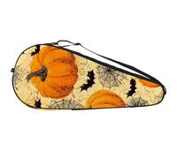 Pumpkins Spider Webs and Bats Halloween Background Tennis Racquet Cover Bag Lightweight Bag with Adjustable Shoulder Strap