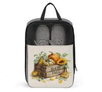 Pumpkins Sunflowers Old Wooden Crate Shoe Bag for Travel Daily Use Anti-dust Storage Carrier Golf Shoe Pouch