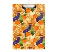 Pumpkins Thankful Clipboard Acrylic Writing Board Hanging Clipboards A4 Standard Size, 12.5 x 9 Inches Silver Clip