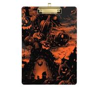 Pumpkins Town Orange Halloween Acrylic clipboard Automotive Standard Letter A4 Size Waterproof for Nurses Home Contractor Gold 12x9in Tabla para escribir con Clip