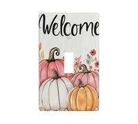 Pumpkins with Flowers Green Leaves Light Switch Cover Decorative Single Toggle 1 Gang Wall Plate for Kitchen Farmhouse Bedroom Bathroom Art Decor