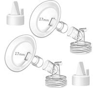 PumpMom-us 17mm Oval Flanges with Soft Rim Compatible with Spectra S2 S1 9 Plus Breastpumps Accessories, Replacement Breast Shield and Duckbill Valves for Spectra Pump Parts and Flange
