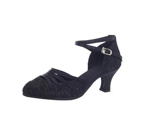 Pumps Women's Gold Glitter Dance Shoes Women's Latin Glitter Closed Elegant Evening Shoes Back Open Summer Shoes with Heel Casual High Heels Business Sling Pumps Adjustable Strap Pumps, black, 8 UK