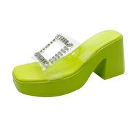 Pumps Women's Heels Scandals for Women High Heels Open Toe Cover Heel Suede Sandals Women's Platform and Wedge Sandals Pumps Block Heel, Green, 5 UK