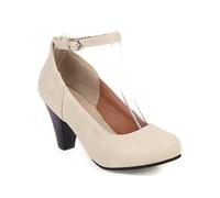Pumps Women's High Comfortable Elegant Clip Pumps Wedding Shoes Chunky Block Heel Traditional Shoes Strappy Pumps Closed Festive Heel Shoes Business Mary Jane Traditional Shoes, beige, 6 UK
