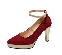 Pumps Women's High Heels Sling Pumps High Dirndl Shoes Elegant Round Toe Ankle Strap High Heels Bridal Shoes Traditional Shoes with Heel Wedding Shoes Oktoberfest Women's Shoes, O Red, 9 UK